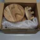 Geetery 4 Pcs Wooden Risers for Display Wood Pedestal Stand Mini Tray Stand Round Wooden Pedestal Holder Rustic Riser for Decor Tiered Tray Decor Home Kitchen, 4 Size(Light Brown)