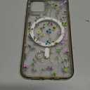 RALEAVO for iPhone 16 Pro Case Compatible with MagSafe Clear Floral Cover with Flower Branch Pattern for Girls Women Slim Cute Hard Back Shockproof Phone Case for iPhone 16 Pro,Transparent