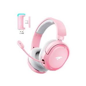 Wireless Gaming Headset, 7.1 Surround Sound, 2.4GHz USB Gaming Headphones with Bluetooth 5.4, 100H Battery, ENC Noise Canceling Mic, RGB Light, Wireless Headset for PC PS5 PS4 Mac Switch (Pink)