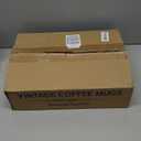 Vintage Glass Coffee Mugs Set of 6, 14 oz Tea Cups With Handle, Clear Embossed Glassware, 6 Spoons for Cappuccino, Latte, Cereal, Yogurt, Milk