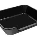 1 Pack of Extra Large Cat Litter Box (ABS Material), Low Entry Senior Litter Pen for Geriatric Kitty Big Cats, Jumbo Pet Safe Litter Boxes Tray for Pets Potty (Black, 24" L x 20" W)