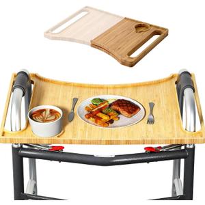 Folding Walker Tray Table, Portable Bamboo Tray with Cup Holder, Mobile Folding Table Fits Most Standard Walkers for Daily Activities Like Dining, Crafts, Or Placing A Laptop for Work 21.3" x 15"