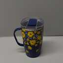 Swig Life 18oz Travel Mug, Insulated Tumbler with Handle and Lid, Cup Holder Friendly, Dishwasher Safe, Stainless Steel, Travel Coffee Cup (Lazy Daisy)