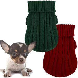 2 Pack Dog Sweaters for Small Dogs, Chihuahua Yorkie Sweater, Puppy Clothes Winter Warm Pullover Clothing, Pet Cat Cold Weather Puppy Cold Outfits