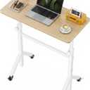 Marsail Mobile Stand Up Desk with Wheels, Adjustable Height Desk from 28.3″ to 46.5″, Rolling Standing Desk with Lockable Wheels, Portable Small Desk for Walking Pad and Treadmill, Nature, 31.5" x 15.7"