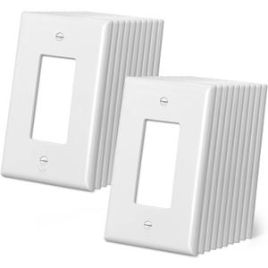 CML Oversized Decorator Wall Plate, 20 Pack Electrical Outlet Receptacle Covers, Jumbo 1-Gang Switch Plates, Over-Size 3.5 x 5.5, Impact Resistant, Gloss White, ETL Listed