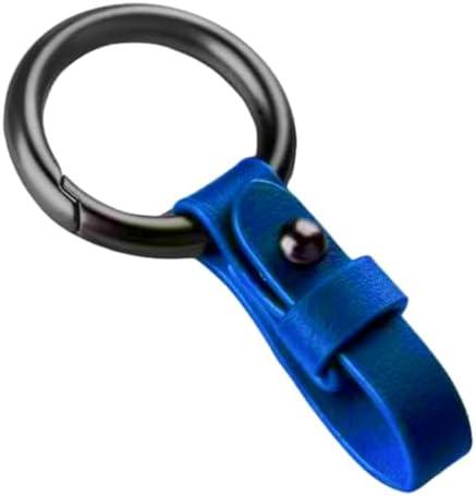 Pack of 3,Yuxh Car Keychain Synthetic Leather Keyring Metal Key Chain Faux Leather Key Ring, Blu