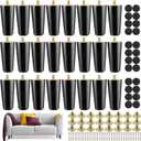 Maitys 4 Inch Round Solid Furniture Legs Furniture Wooden Replacement Chair Feet Dresser Sofa Couch Legs Table Cabinet Footstool DIY Projects for Home (Black,24 Pcs)