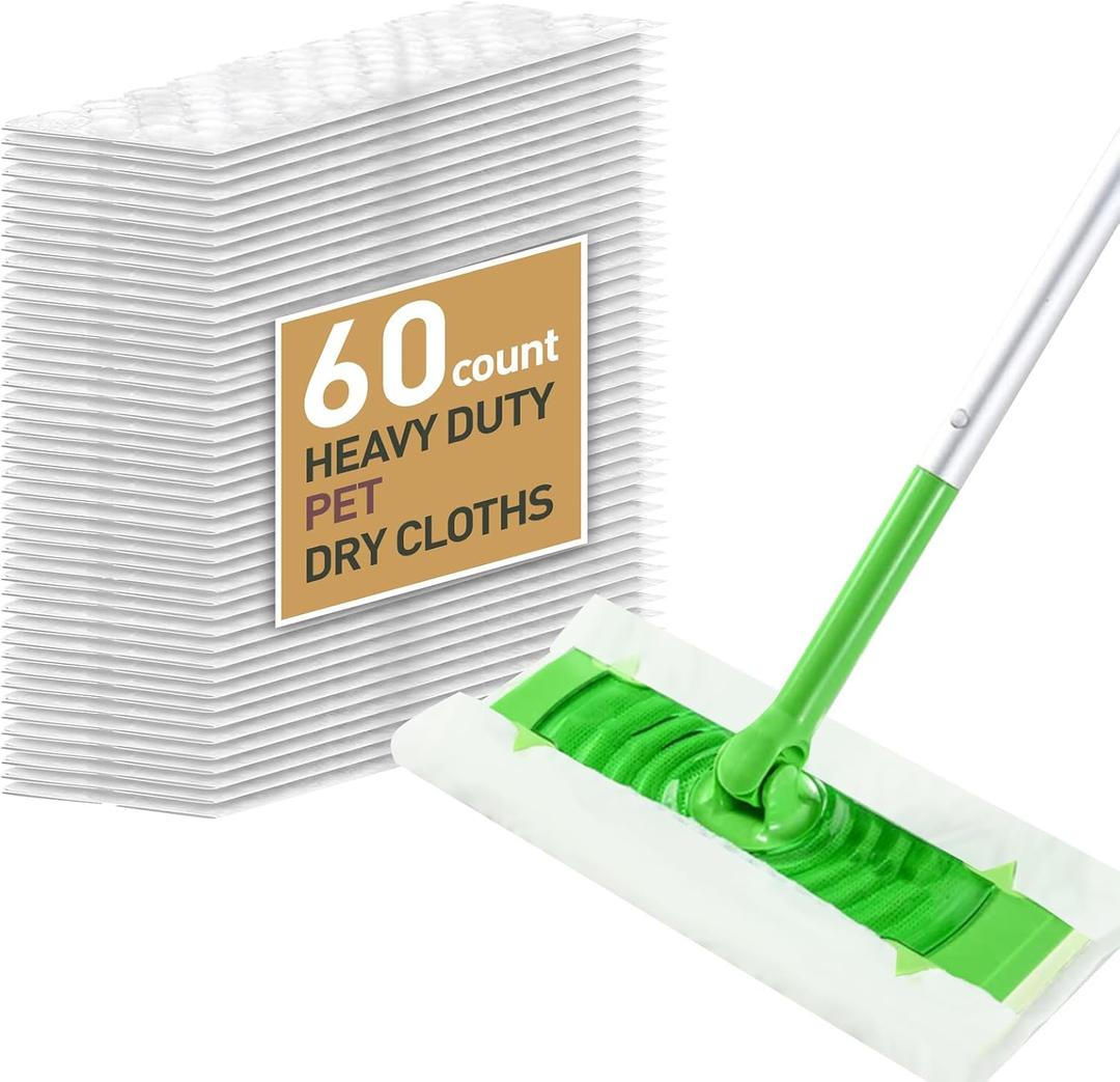 for Swiffer Heavy Duty Pet Dry Sweeping Cloths for Pet Hair Sweeper Dry Mop Pads Refill,Disposable Swifer Pet Heavy Duty Dusters Refills ,Unscented,60 Count