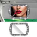 New Bling Mirror for Car Visor with Rhinestone,HD Clip on Sun Visor Mirror for Cars Decorations,Universal Car Mirrors Vanity Bling Cars Accessories for Women/Girls