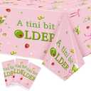 Pink Green Martini Party Tablecloths - 3Pcs A Tini Bit Older Birthday Table Covers, Martini Bow Themed Party Decoration Plastic Disposable Rectangular Table Cloth Decor for Birthday Bachelorette