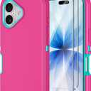 Annymall for iPhone 17 Case with Screen Protector, Heavy Duty 3-Layer Drop Protection DustProof, Military Grade Shock-Absorbing Rugged Bumper Phone Cases Cover for Apple iPhone 17 6.3" 2025 (Pink)