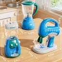 PEADUCK 3-in-1 Play Kitchen Appliances Set for Kids, Pretend Play Toys with Blender, Mixers, Water Dispenser, Realistic Sounds & Light, Birthday Gifts for 3-8 Year Old Girl