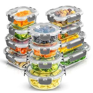 JoyJolt 7 pc Borosilicate Glass Storage Containers with Lids | 7 Airtight/Freezer Safe Food Storage Containers for Pantry and Kitchen | Meal Prep Container for Lunch | Glass Tupperware Set
