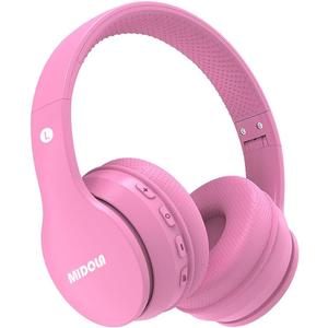 MIDOLA Kids Headphones Bluetooth 5.4 Wireless 68H Play Time Volume Limit 85/94dB Over-Ear Foldable Headset,Type-C Fast Charging,with Wired Aux Mic for Toddler Child Pad Tablet Pink