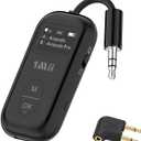 1Mii SafeFly Pro Bluetooth 5.3 Transmitter Receiver, Wireless Audio Adapter w/Screen for 2 Bluetooth Headphones, AptX LL/HD/AD, Use with Any 3.5MM Jack on Airplane, TV & iPad/Tablet (Black)