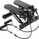 Mini Stair Stepper with Resistance Bands, Hydraulic Exercise Stepper for Home Fitness, 400LBS Capacity, LCD Monitor for Workout Tracking