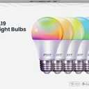 Feit Electric A19 Smart LED Light Bulb, 60W Equivalent, Dimmable, RGBW Color Changing, Alexa & Google Home Compatible, 2.4GHz Wi-Fi Enabled, 800 Lumens, 25,000-Hour Lifetime, OM60/RGBW/CA/AG/6, 6-Pack
