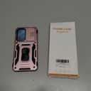 Aropuktek for Samsung Galaxy-S24-FE Case: Longer & More Stable Rotatable Kickstand, Slide Camera Cover, Heavy Duty Shockproof Phone Case with 2 PCS Screen Protector for Galaxy S24 FE Case, Rose Gold