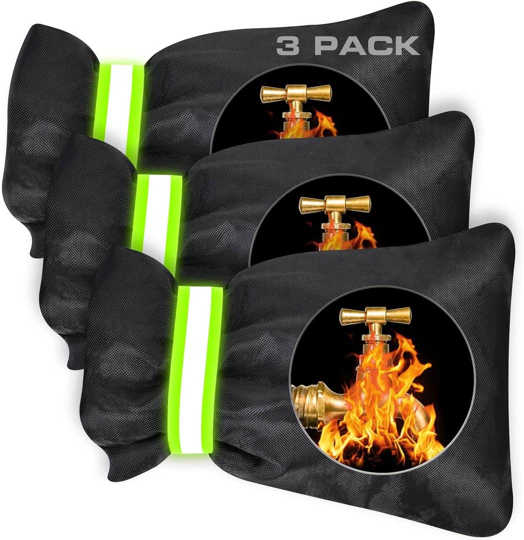 Outdoor Faucet Covers for Winter 3 Pack, Thickened Insulated Pipe Covers for Outside, Yard Maintenance Must Haves Reusable Waterproof Pipe Insulation Foam Tube, 7.7" H x 5.9" W, BlackReflective