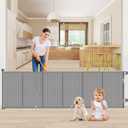 Upgrade 120 inch Retractable Baby Gates, EZIGO Extra Wide Baby Gate for Large Opening Extra Long Mesh Gate for Kids or Pet Dog Gate Child Safety Gate for Stairs Hallways Doorway Indoor Outdoor, Gray (34'' X 120'')