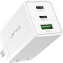 65W GaN USB C Charger 3-Port Fast Charger Block Mini USB C USB A Charger Foldable Type-C Wall Charger 65W Multiport Power Adapter for iPhone iPad Pro Samsung S22 S21 MacBook Pro Air HP Laptop