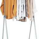Tangkula Extendable Garment Rack, Heavy Duty Foldable Clothes Rack with Adjustable Hanging Rod, Rolling Clothes Hanger for Home Office (Silver)