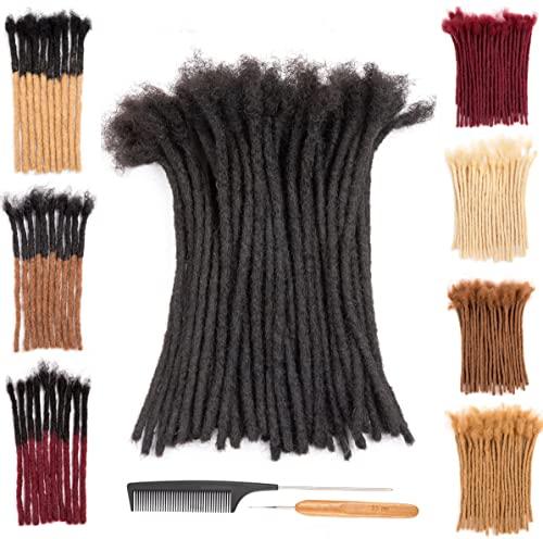 DAIXI 0.2cm & 0.4cm & 0.6cm & 0.8cm Thickness 8 Inch 10 Strands 100% Real Human Hair Dreadlock Extensions for Man/Women Permanent Loc Extensions Bundles Can Be Dyed Bleached Curled and Twisted