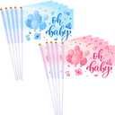 Outus 50 Pcs Gender Reveal Party Decorations Flag Boy or Girl Banners for Baby Shower Gender Reveal Banner He or She Signs Bunting Blue and Pink Mini Hand Held Stick Flag Bulk for Birthday Supplies
