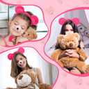 8 Pcs Halloween Bear Costume for Adult Bear Ears Headband Tail Nose Animal Accessory for Carnival Cosplay (Rose Red)