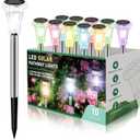 Dream Master Solar Lights Outdoor WaterproofSolar Lights for Outside Solar Garden Lights Stainless Steel Soalr Pathway Lights for Garden, Landscape, Yard, Pathway Decor- 10 Pack (Multicolor)