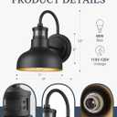 2Pack 7 Motion Sensor Outdoor Wall Light, Outdoor Light Fixture Dusk to Dawn E26 Base Socket, IP65 Waterproof Outside Porch Lights for Garage, Porch, 2210SBK(G)-2