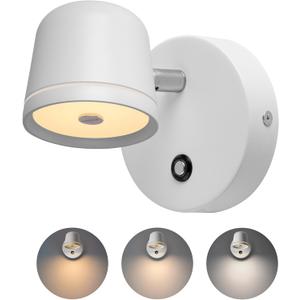 Aisilan Modern Wall Sconce LED Dimmable Wall Light with Switch On/Off,7W Hard-Wired Wall Mounted Lamps for Bedside Hallway Living Room Bedroom CRI 97 White