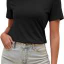 Womens T Shirts Short Sleeve Crew Neck Shirts Basic Tee Tops Blouse Summer Casual Tee Tops S-XXL (M)