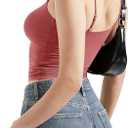 SUUKSESS Women Double Line Square Neck Tank Top Summer Y2K Going Out Basic Cami Shirt (Red, L)