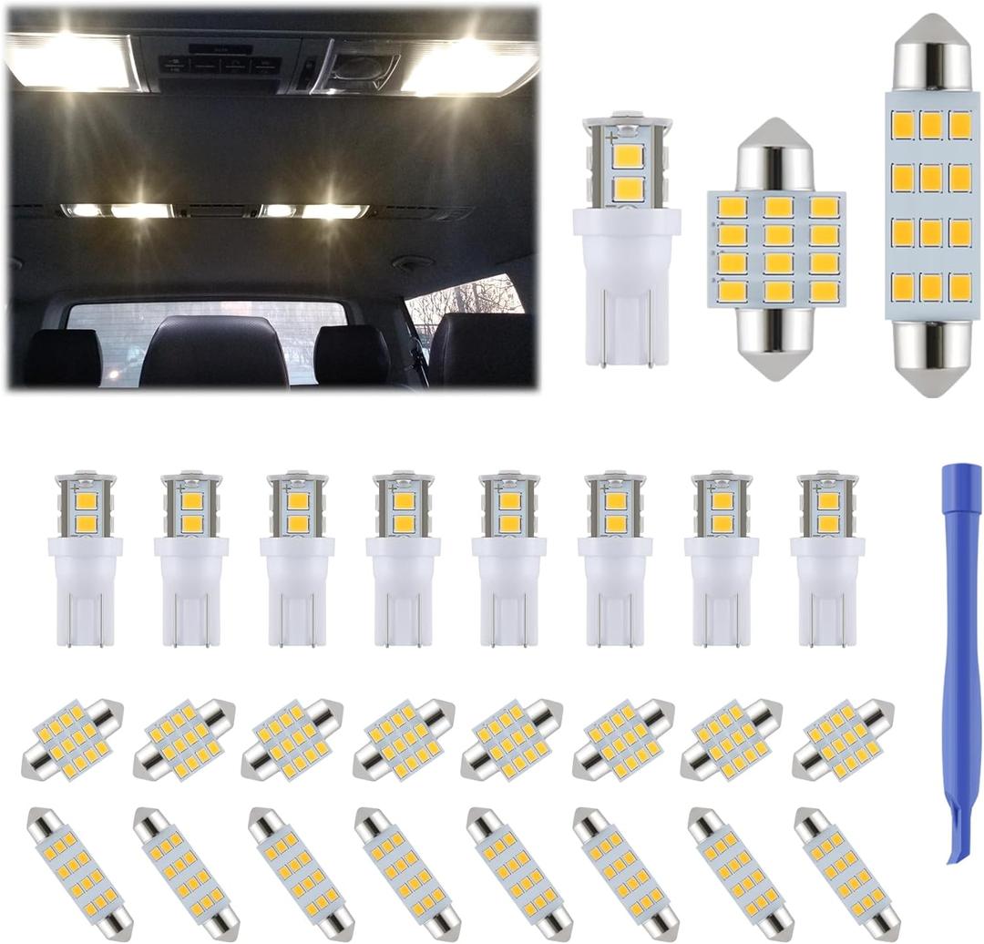 24 Pieces Dome Light LED Car Interior Bulb Kit Set 194 T10 DE3175 578 31mm 42mm Bulbs Interior Replacement Lights for Car Map License Plate Door Side Marker Cornering Trunk Light - Warm White