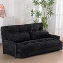 MAXYOYO Adjustable Floor Sofa Couch with 2 Pillows, Multi-Functional Bean Bag Bed, 5-Position Foldable Lazy Sofa Sleeper Bed with Armrest, Versatile Floor Seating for Reading, Black, Double (Loveseat)