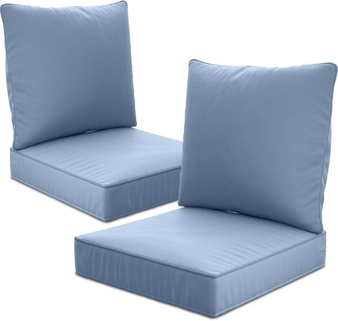24" x 24" x 6" Outdoor Deep Seat Cushions Set - 2 Set Waterproof & Fade Resistant Patio Furniture Replacement Cushions, Non-Slip Outdoor Cushions Fit Loveseats, Couches, Chairs, and Sofas