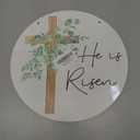 He Is Risen Easter Decor, Bible Verse Easter Wreaths For Front Door Porch, Christian Religious Resurrection Door Hanger Sign, Welcome Spring Rustic Wooden Hanging Decorations, 02