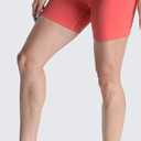 Aoxjox Metamorph Workout Biker Shorts for Women Tummy Control High Waisted Athletic Gym Running Deep V Yoga Short 6" (Spiced Coral, XX-Small)