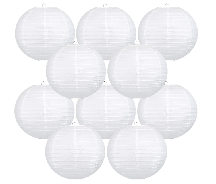 20Pcs White Round Paper Lanterns for Home Decor, Restaurant, Church, Wedding, Birthday Party Decorations, Hanging Chinese Japanese Paper Lantern Lamps (White)