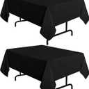 sancua 2 Pack Black Tablecloth 54 x 54 Inch, Stain and Wrinkle Resistant Square Table Cloth - Washable Polyester Table Cover for Dining Tables, Buffet Parties and Camping