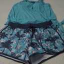 ROSEWE Womens Modest Tankini Swimsuits, Two Piece Athletic Bathing Suits Tank Tops with Board Shorts (X-Large, Cyan)