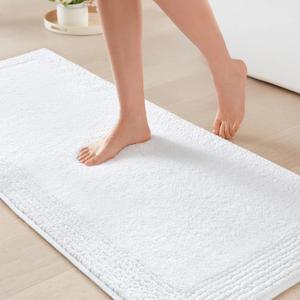 Madison Park Splendor Reversible 100% Cotton Tufted Bathroom Rug-3000 GSM Hotel Quality Luxurious Plush Medium Pile Bath Mat Absorbent, Quick Dry, Shower Room Dcor, 24x60 White
