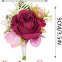 Yean LED Red Wedding Boutonniere Groom Rose Flower Suits Decorations Light Up Prom Buttonholes Accessories for Men (Red-Color Light)