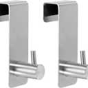 uxcell 2-in-1 Stainless Steel Extended Shower Hooks for Frameless Glass Door, Silver