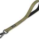 Hyhug Short Dog Leash Heavy Duty Nylon with Comfortable Padded Handle, Durable Training Pet Leashes for Small Medium Large Dogs (18 Inches, Military Green)