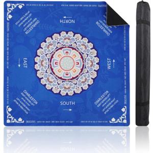 Mahjong Mat (33.4 x 33.4) with Black Carrying Bag, Anti-Slip, Noise-Reducing Mahjong Mat for Table, Board Games, Tile Games and CardsDark Blue