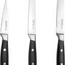 3-Piece Kitchen Knife Set,Fruit Knife Set,Precision Forged High-Carbon Stainless Steel, Black Ergonomic Handle, 3.5" & 5" Straight & Serrated Edge