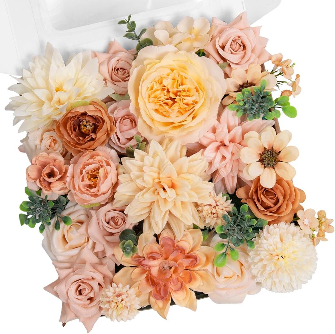 TINGE TIME Fake Flowers Artificial Flowers Peonies Bulbous Chrysanthemum Daisy Hydrangea Sunflower Violets Dahlia Daffodils Epiphyllum Orchid Cherry Blossom Camellia Leyaron (Blush & Champagne)